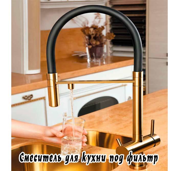 Кухонные современные смесители оборудуются дополнительной линией для подключения подачи воды из фильтра.