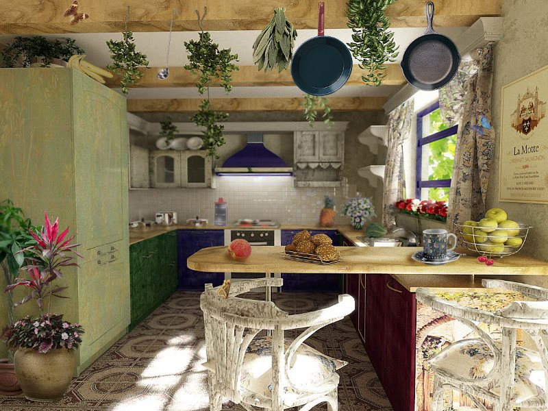 Дизайн летней кухни в деревенском стиле