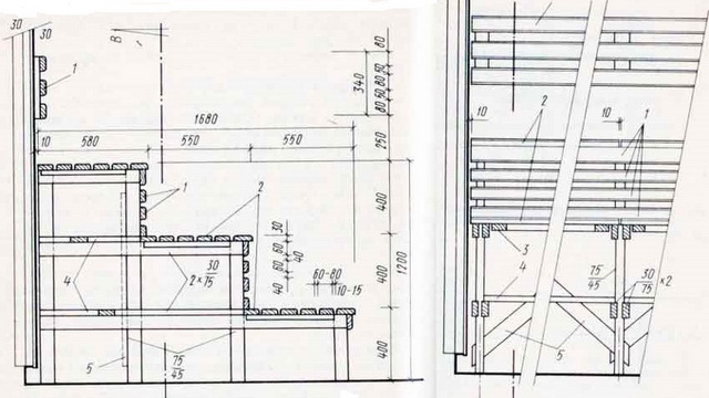 Полок в баню своими руками - фото и чертежи 2