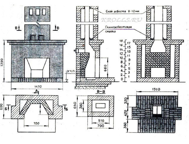 Пример чертежа камина