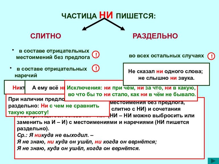 Определение части речи и написания частицы «не»