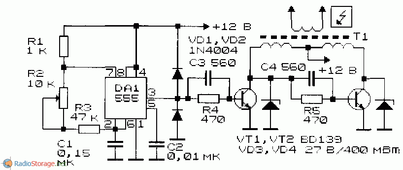 Высоковольтный генератор помех схема