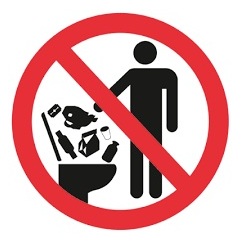 Табличка - не бросать мусор в унитаз