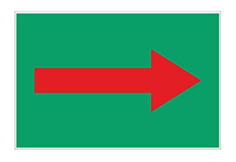 Знак безопасности для маркировки трубопроводов, стрелка красная 